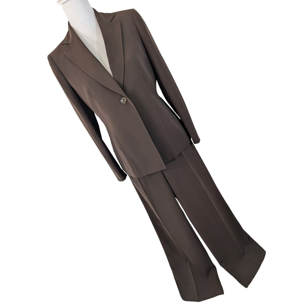 NWOT! KASPER! RICH ESPRESSO BROWN LONG LAPEL 2 PC PANTS & JACKET/BLAZER SUIT! 6P